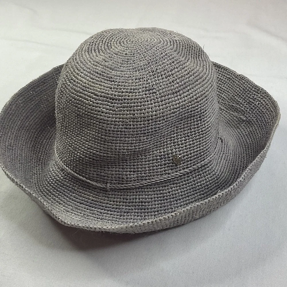 Helen Kaminski sun hat bucket Raffia Wide Brim Packable Adjustable Tie Logo